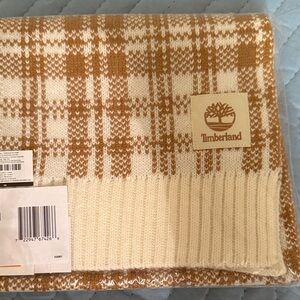 Timberland Cream and Tan Checkered Scarf